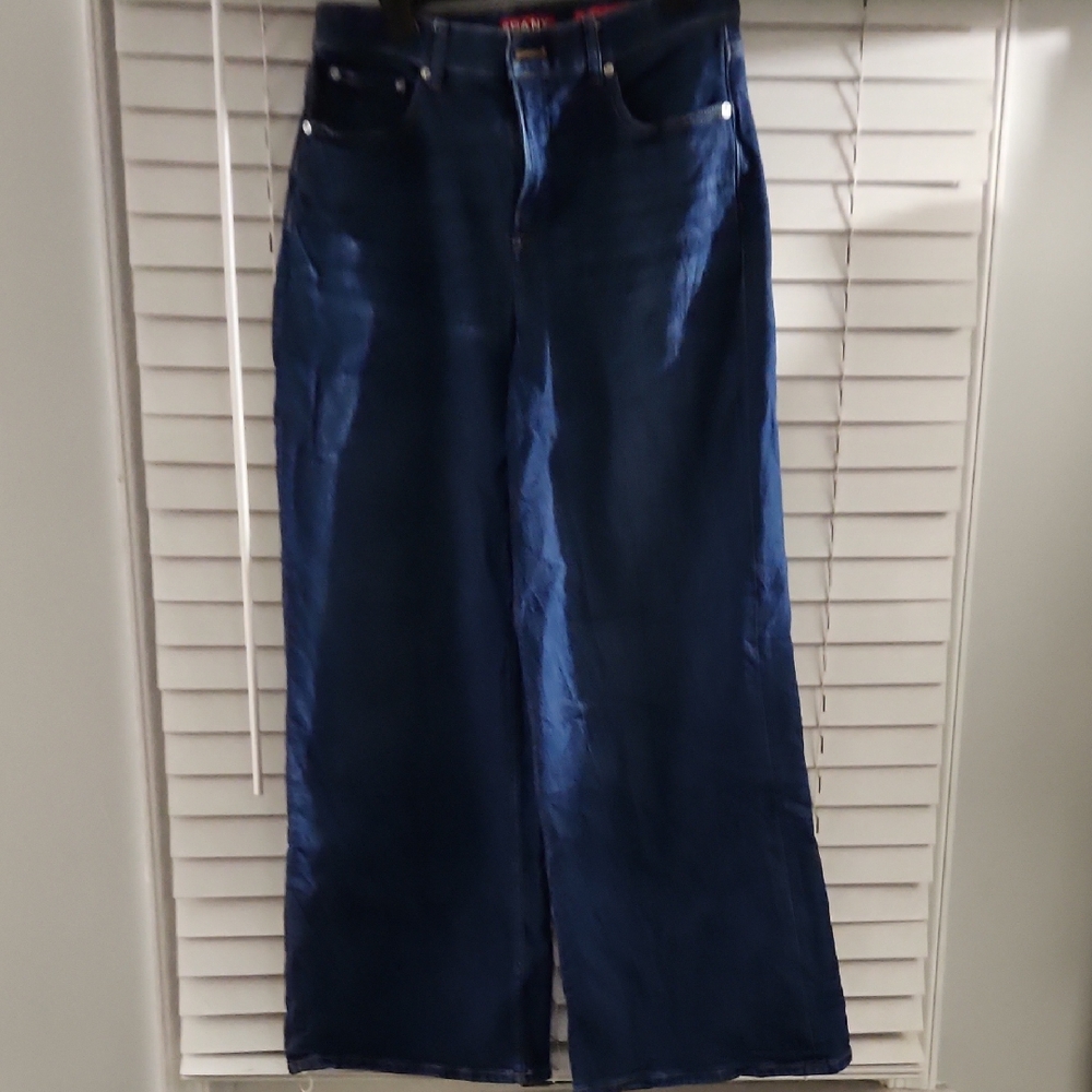 SPANX Wide-Leg Jeans in Dark Blue